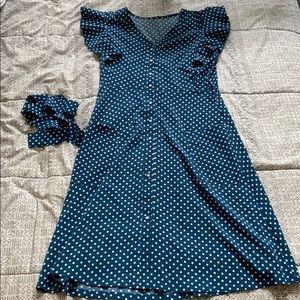 Women’s midi teal button up dress